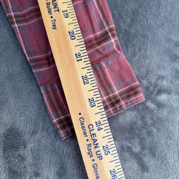 Ridgecut Toughwear Womens Large Button Up Flannel Shirt Red Wine Plaid Pockets - Picture 5 of 9